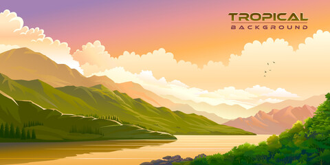 A riverside view of the mountains during sundown. © ActiveLines