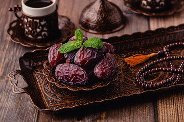 Dried dates fruit. Popular fruit of Ramadan.