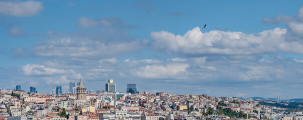 Istanbul cityscape in Turkey with Galata Tower.