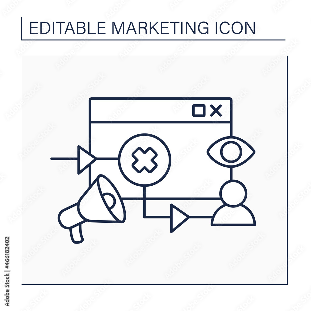 Poster bounce rate line icon.website visitants percentage who navigate away from site after viewing only on