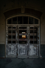 Fototapeta na wymiar old big wooden door without window glass. old rich mansion. High quality photo