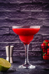 Cold summer strawberry cocktail