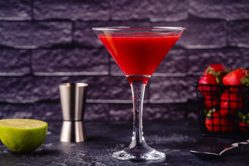 Cold summer strawberry cocktail