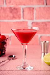 Cold summer strawberry cocktail