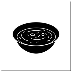 Congee glyph icon. Simple traditional Chinese breakfast rice porridge bowl. Tasty and easy cooking Asian food for pressure cooker recipes. Filled flat sign. Isolated silhouette vector illustration