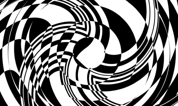 black and rippling patterns in the style of op art on a white background © Oleg