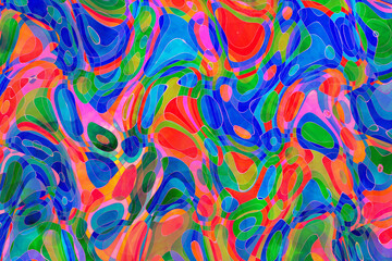 鮮やかなマルチカラーの水彩風歪んだ円模様