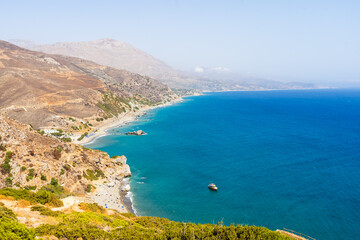 Fototapeta na wymiar Beautiful greek seascape at sunny day. Place of Crete