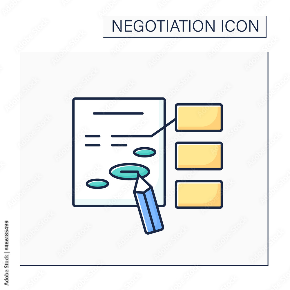 Poster amendment color icon. minor change or addition to improve deal text. correction in agreement. negoti