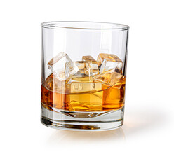 whiskey glass with ice