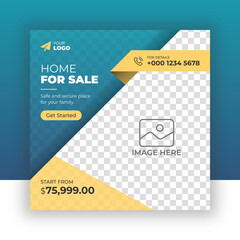Real estate Instagram social media post web banner home for sale template.