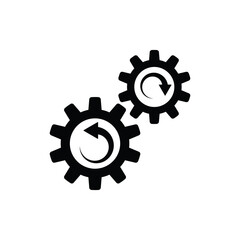 Black gears isolated on white background set