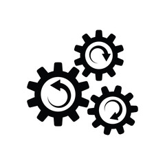 Black gears isolated on white background set