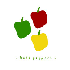 Green, Yellow, And Red Bell Peppers. Social Media Post. Food Vector Illustration.