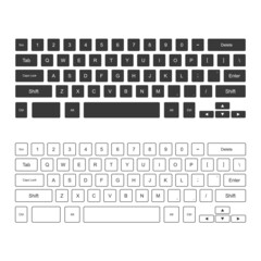 Computer keyboard, isolated on grey background, vector illustration.