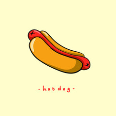 Hot Dog Symbol. Delicious Food Vector Illustration.