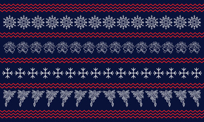 Snowflakes on a Buffalo plaid background | Vector Seamless Winter Pattern  Festive retro texture