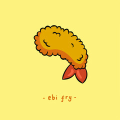 Tempura Shrimp or Ebi Fry Symbol. Delicious Food Vector Illustration.