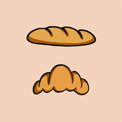 Croissants Symbol. Delicious Food Vector Illustration.