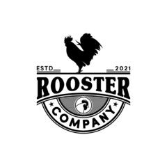 Fototapeta na wymiar Vintage Chicken Farm Company Logo With Rooster Icon Logo Design Inspiration