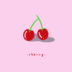 Red Cherry Symbol. Fruit Vector Illustration.