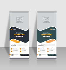 Roll up banner stand template, stand design,banner template, yellow banner, advertisement,vector
