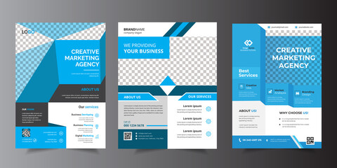 Abstract a4 Corporate Flyer Business Flyer Layout design, poster report leaflets cover brochure pamphlet annual,print Template with blue color vector set with graphic elements