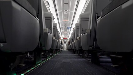 ALEXANDRIA, UNITED STATES - Oct 18, 2021: A view of the aisle of an Amtrak view liner train, Alexandria, United States