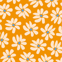 Daisy Flower Seamless Background. Floral Vector Illustration.