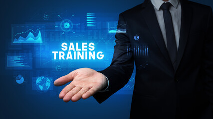 Hand of Businessman holding motivational message