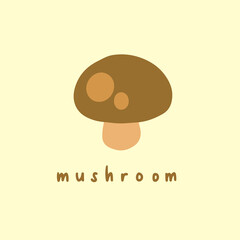 Mushroom Symbol. Social Media Post. Vegetable Vector Illustration.
