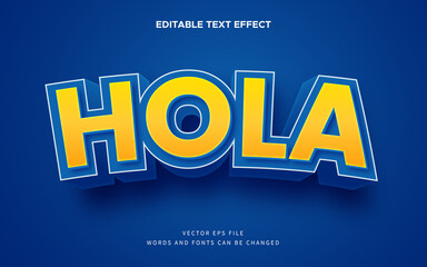 Hola fancy 3d cartoon text effect. Editable font style perfect for logotype, title and heading text. © Roni