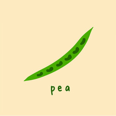 Pea Symbol. Social Media Post. Vegetable Vector Illustration.