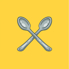 Cross Spoon Fork Symbol. Social Media Post. Vector Illustration.