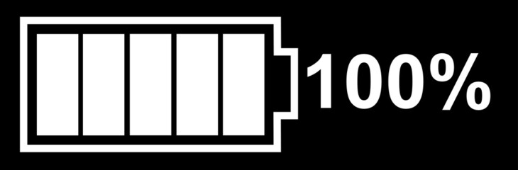 Full battery icon vector, battery energy 100% Charged, Battery icon. Battery vector icon