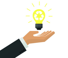 creative recycling and renewable energy concept. light bulb and recycling icon. editable vector illustration.
