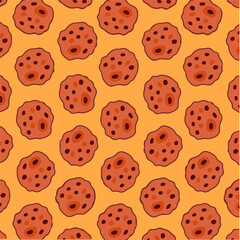 Chocolate Chip Cookies Pattern Background. Social Media Post. Delicious Food Vector Illustration.