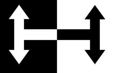 black and white arrow, four side arrow vector, Vector illustration isolated on a black and white background.