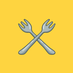 Cross Spoon Fork Symbol. Social Media Post. Vector Illustration.