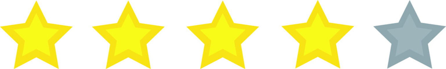 Four rating stars icon for experience reviews on application or website ,stars rating icon vector