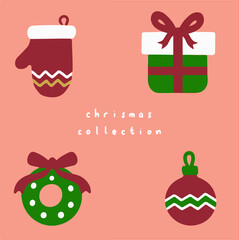 Christmas Collection Set Pattern Background. Social Media Post. Christmas Vector Illustration.