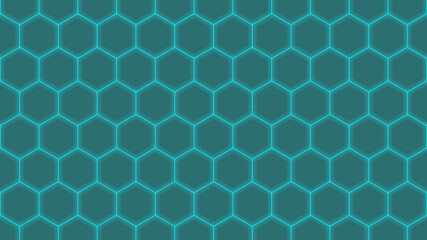 【サイバースペース】デジタル六角形ブロックイメージ背景A【塗りあり/シアン】