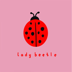 Lady Beetle Symbol. Social Media Post. Animal Vector Illustration.