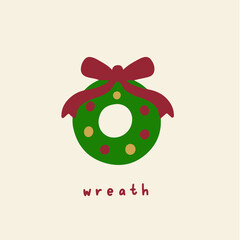 Wreath Symbol. Social Media Post. Christmas Vector Illustration.