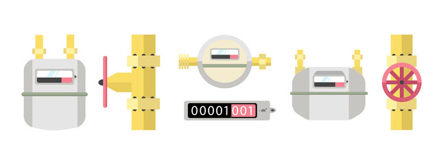 Gas industry, gas meter, gas pipe, meter display
