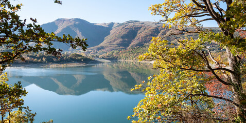 landscape Lago di Fiastra in Marche region