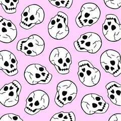 Skull Pattern Background. Social Media Post. Vector Illustration.