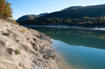 landscape Lago di Fiastra in Marche region