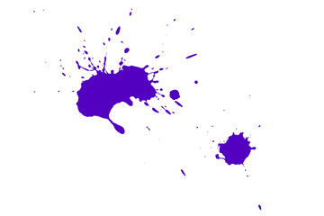 Blue blot on a white background. Spots of ink on a piece of paper.