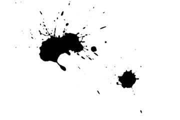 Fototapeta premium Black blot on a white background. Spots of ink on a piece of paper.